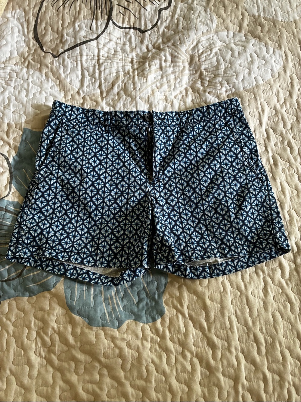 Banana Republic Navy Geometric Print Jean Shorts
